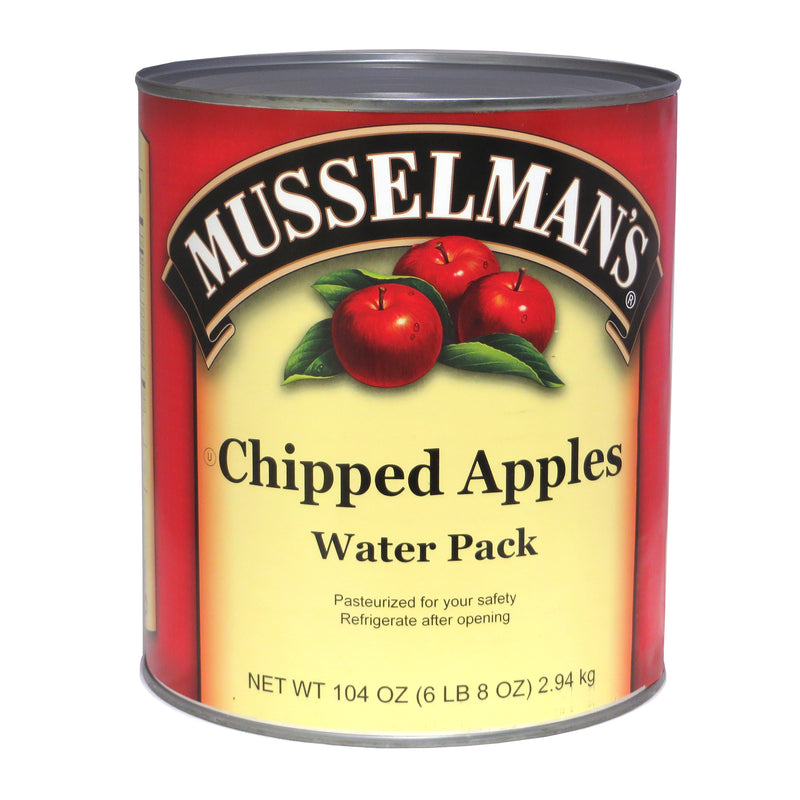Musselman's Chipped Apples Water Cans 104 Ounce Size - 6 Per Case.