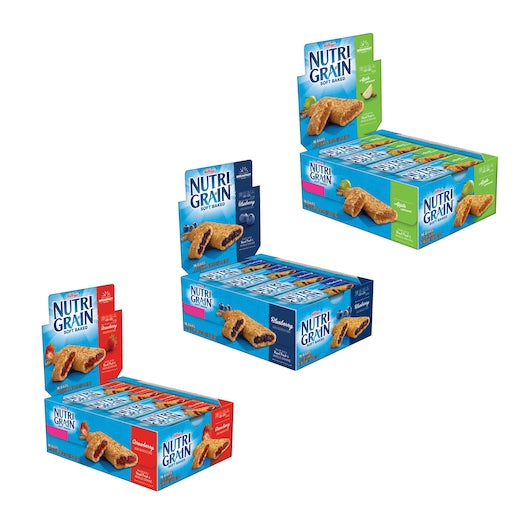 Kellogg's Nutri Grain Soft Baked Breakfast Bars Variety 1 Count Packs - 48 Per Case.