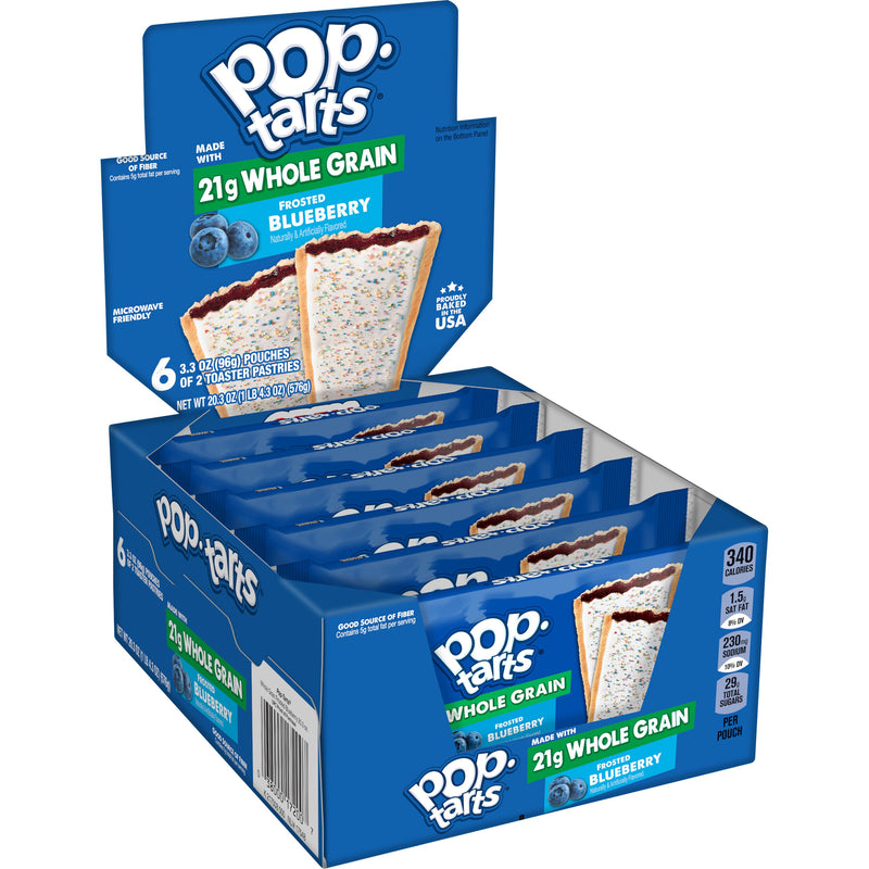 Kellogg's Pop-Tarts Whole Grain Frosted Blueberry Pastry 3.3 Ounce Size - 72 Per Case.