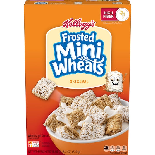 Kellogg's Mini Wheats Bite Size Frosted Cereal 18 Ounce Size - 16 Per Case.