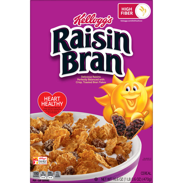Kellogg's Raisin Bran Cereal, 16.6 Ounce Size - 10 Per Case.