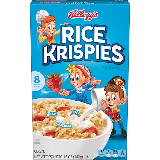 Kellogg's Rice Krispies Cereal 12 Ounce Size - 10 Per Case.