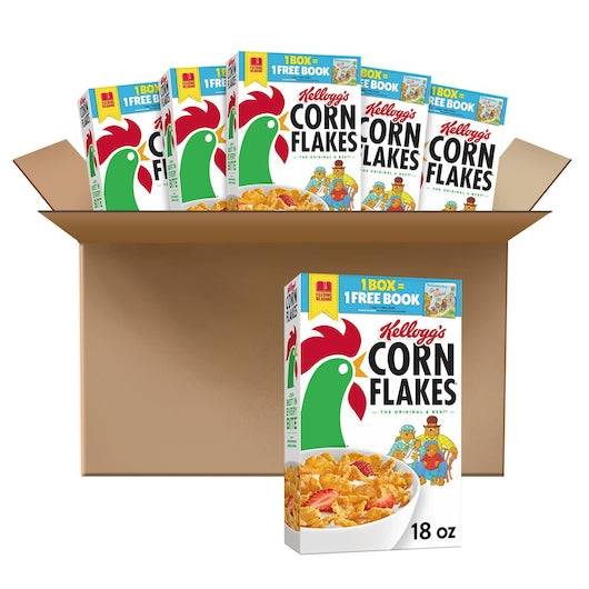 Kellogg's Corn Flakes Cereal 18 Ounce Size - 6 Per Case.