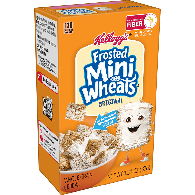 Kellogg's Mini Wheats Frosted Whole Grain Bite Size Cereal 1.31 Ounce Size - 70 Per Case.