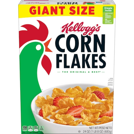 Kellogg's Corn Flakes Cereal 24 Ounce Size - 8 Per Case.