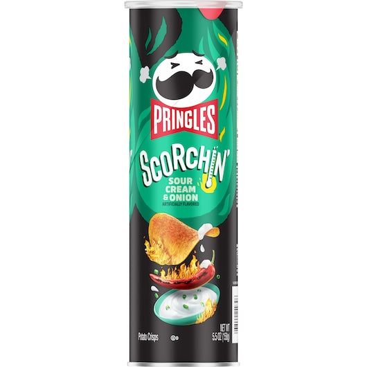 Pringles Crisps Scorchin' Sour Cream & Onion 5.5 Ounce Size - 14 Per Case.