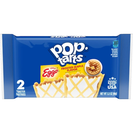 Kellogg's Pop Tarts Frosted Maple Eggo Flavor 3.3 Ounce Size - 72 Per Case.