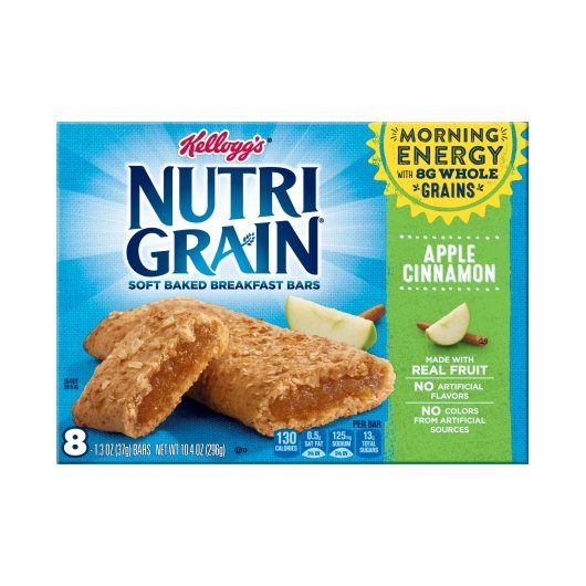 Kellogg's Nutri Grain Soft Baked Breakfast Bars Apple Cinnamon 1.3 Ounce Size - 96 Per Case.