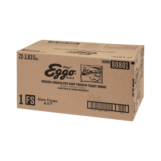 Kellogg's Eggo Bites Mini Chocolate Chip French Toast 3.03 Ounce Size - 72 Per Case.