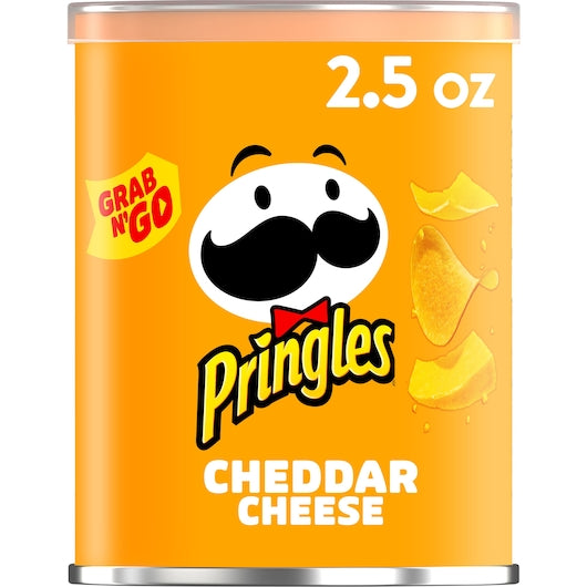 Pringles Grab & Go Cheddar Cheese Potato Crisp, 2.5 Ounces - 12 Per Case.