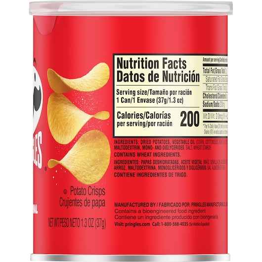 Pringles Crisps Original1.3 Ounce Size - 12 Per Case.