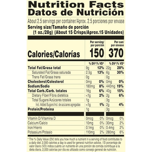 Pringles Salt & Vinegar Potato Crisp, 2.5 Ounces - 12 Per Case.