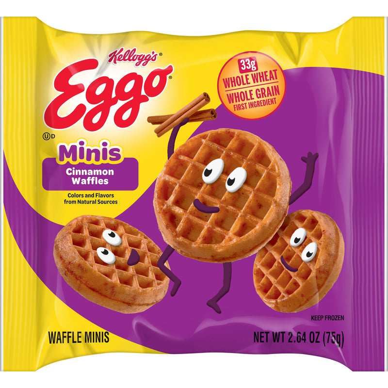 Kellogg's Eggo Bites Cinnamon Mini Waffles 2.64 Ounce Size - 72 Per Case.
