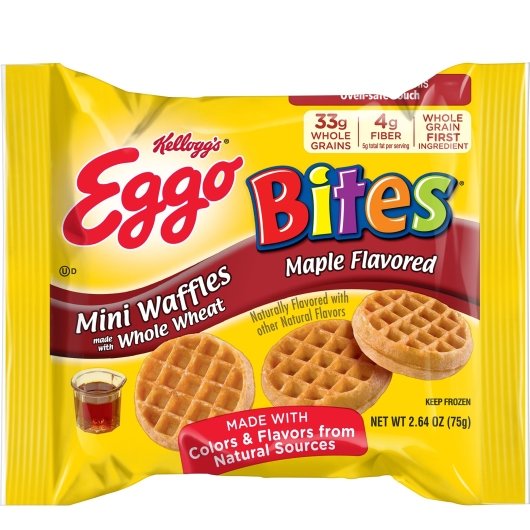 Kellogg's Eggo Mini Waffles Maple 2.64 Ounce Size - 72 Per Case.