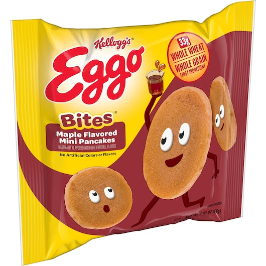 Kellogg's Eggo Bites Mini Maple Pancake 3.03 Ounce Size - 72 Per Case.