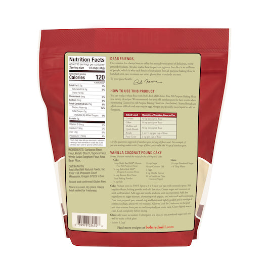 Bob's Red Mill Natural Foods Inc Gluten Free All Purpose Baking Flour, 44 Ounces - 4 Per Case.