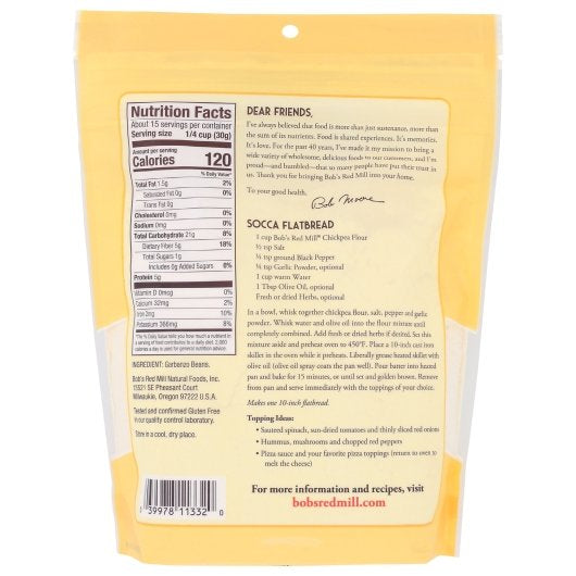 Bob's Red Mill Natural Foods Inc Chickpea Flour, 16 Ounces, 4 Per Case.