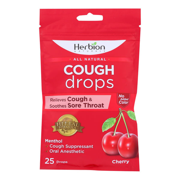 Herbion Naturals - Cough Drops Cherry - 1 Each - 25 Count