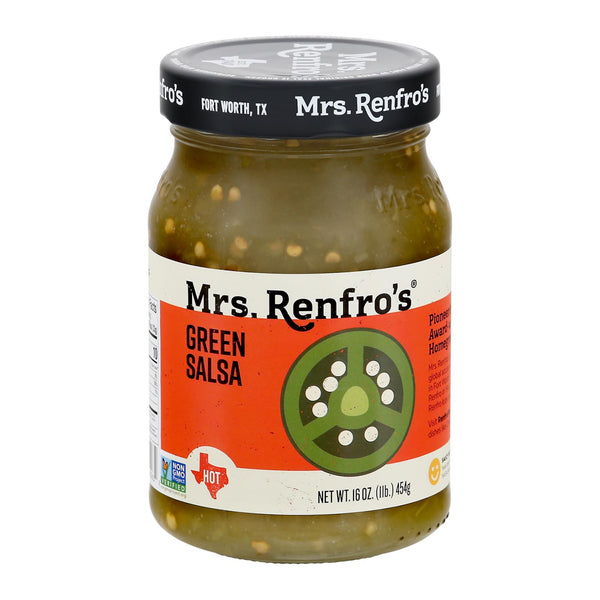 Mrs. Renfro's Green Salsa - Onion and Chili - Case of 6 - 16 Ounce.