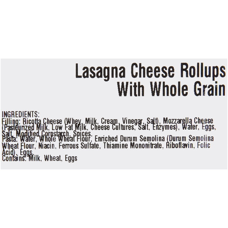 Marzetti Frozen Pasta Whole Grain Lasagna Cheese Rollups 3.5 Ounce Size - 46 Per Case.