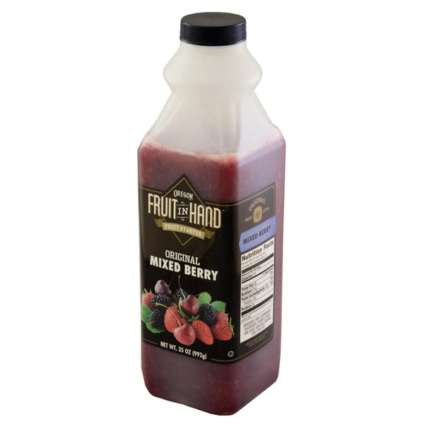 Oregon Fruit Products Fruit In Hand Mixed Berry Pourable Fruit Puree 35 Ounce Size - 6 Per Case.
