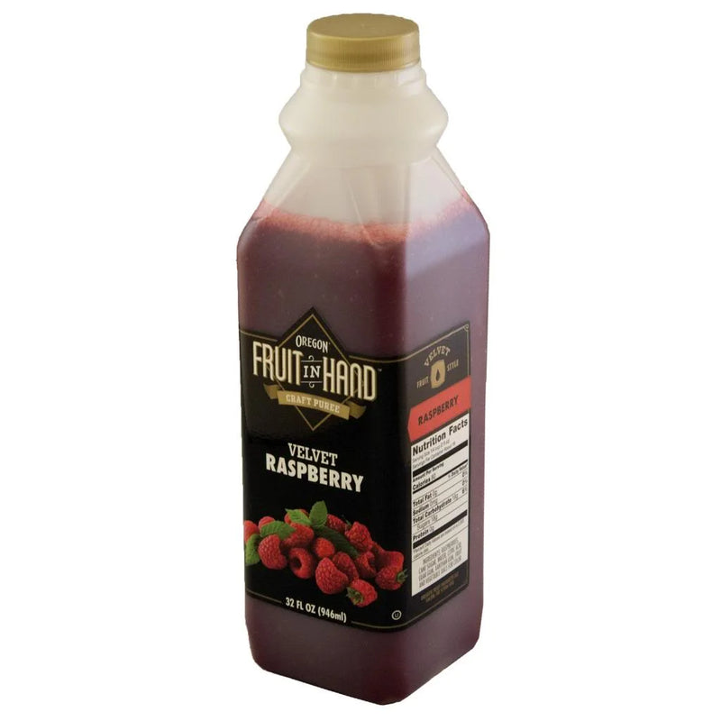 Oregon Fruit Products Fruit In Hand Raspberry Velvet Craft Fruit Puree 32 Fluid Ounce - 6 Per Case.