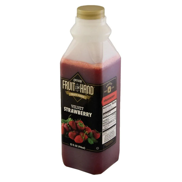 Oregon Fruit Products Fruit In Hand Strawberry Velvet Craft Fruit Puree 32 Fluid Ounce - 6 Per Case.