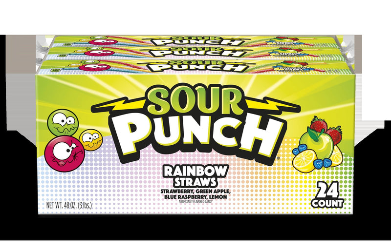 Sour Punch Straws Rainbow Casecaddytray 2 Ounce Size - 288 Per Case.
