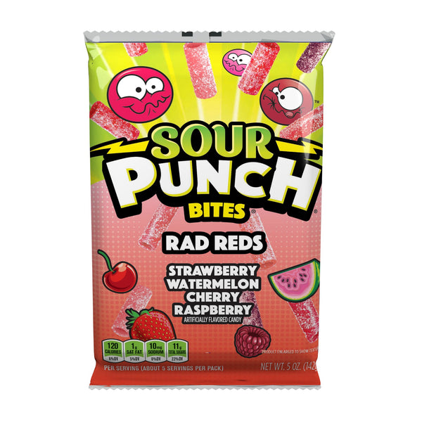 Sour Punch Bites Rad Reds Casehb 5 Ounce Size - 12 Per Case.