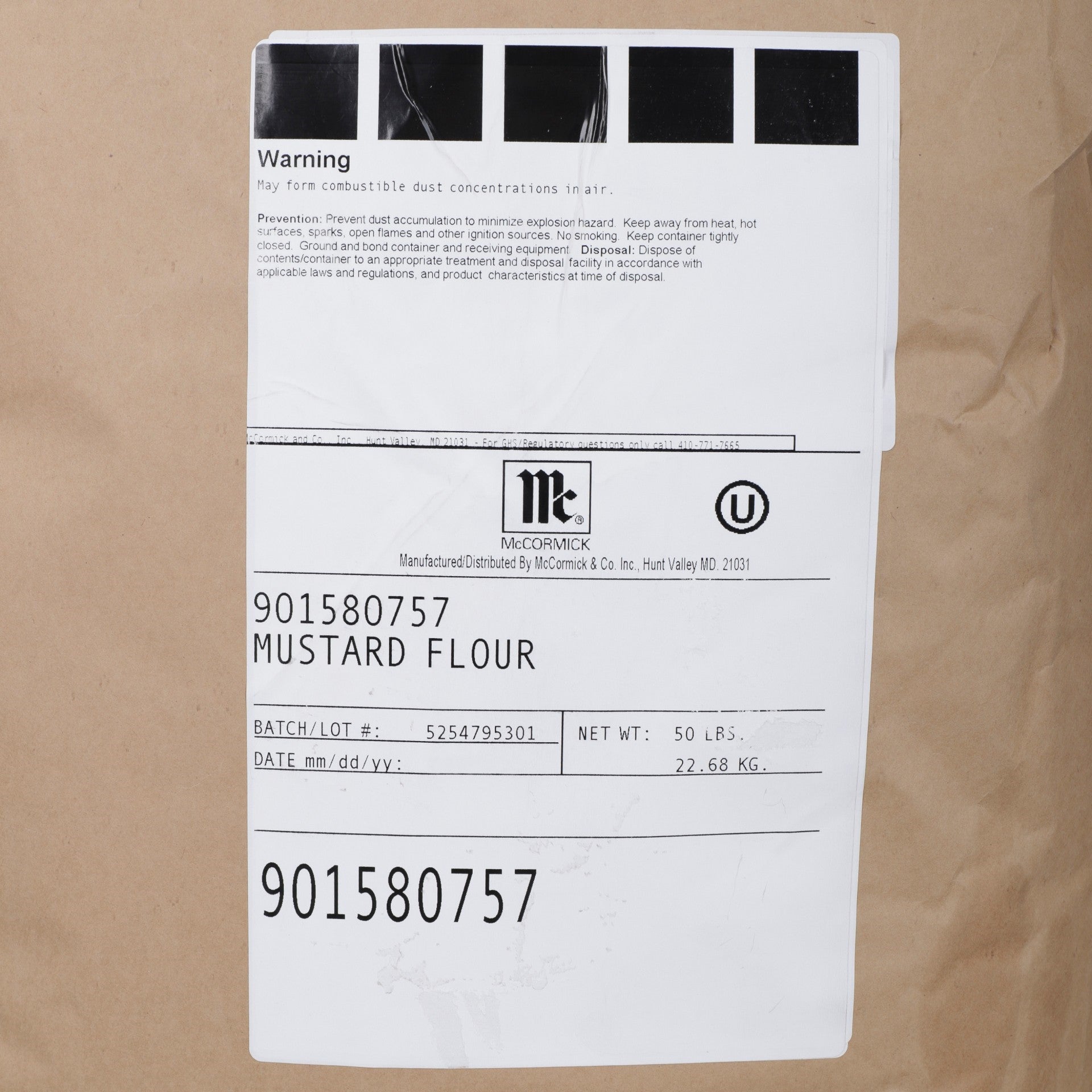 French's Mustard Flour Bag 50 Pound Each - 1 Per Case.