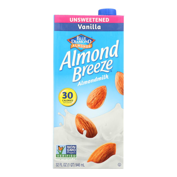 Almond Breeze - Almond Milk - Unsweetened Vanilla - Case of 12 - 32 fl Ounce.