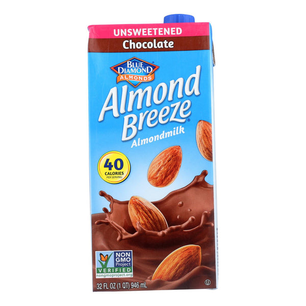 Almond Breeze - Almond Milk - Unsweetened Chocolate - Case of 12 - 32 fl Ounce.