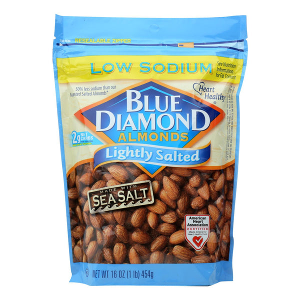 Blue Diamond Lightly Salted Low Sodium Almonds  - Case of 6 - 16 Ounce