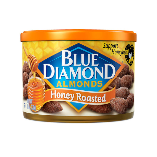 Blue Diamond Honey Whole Roasted Almonds 6 Ounce Size - 12 Per Case.