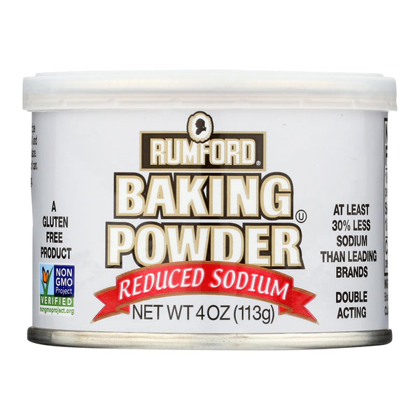 Rumford Baking Powder - Reduced Sodium - Case of 24 - 4 Ounce.