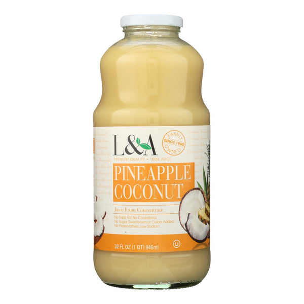 L and A Juice - Pineapple Coconut - Case of 6 - 32 Fl Ounce.
