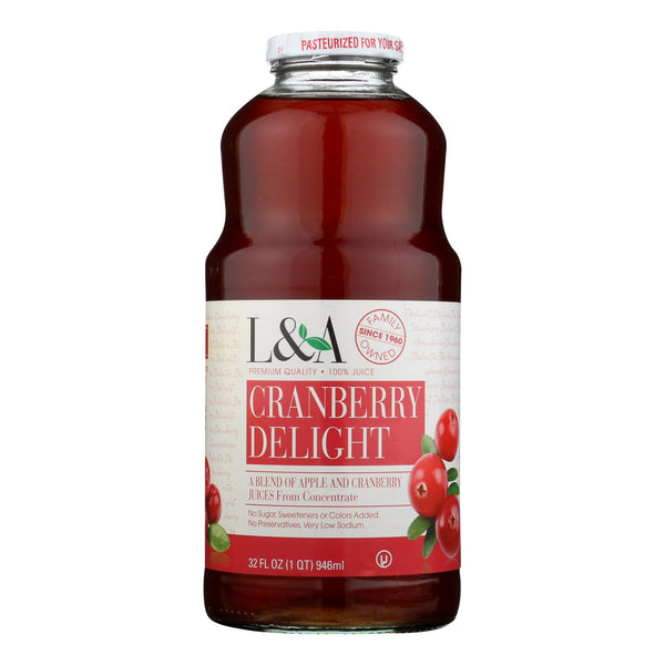 L and A Juice - Cranberry Delight - Case of 6 - 32 Fl Ounce.
