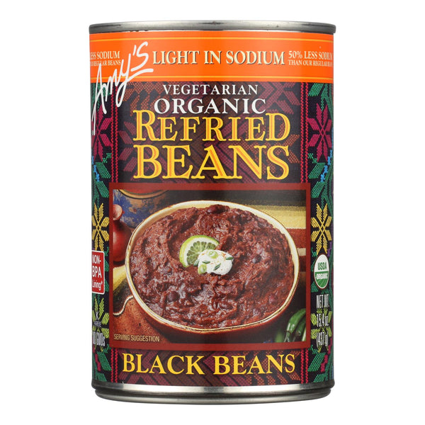 Amy's - Organic Light In Sodium Refried Black Beans - Case of 12 - 15.4 Ounce.