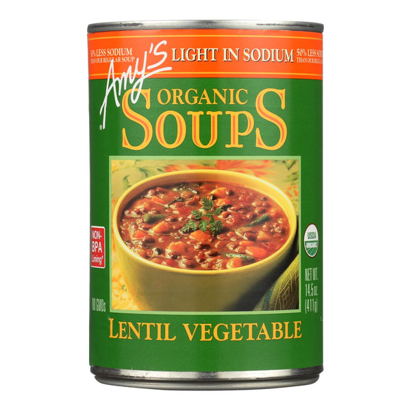 Amy's - Organic Lentil Vegetable Soup - Low Sodium - Case of 12 - 14.5 Ounce
