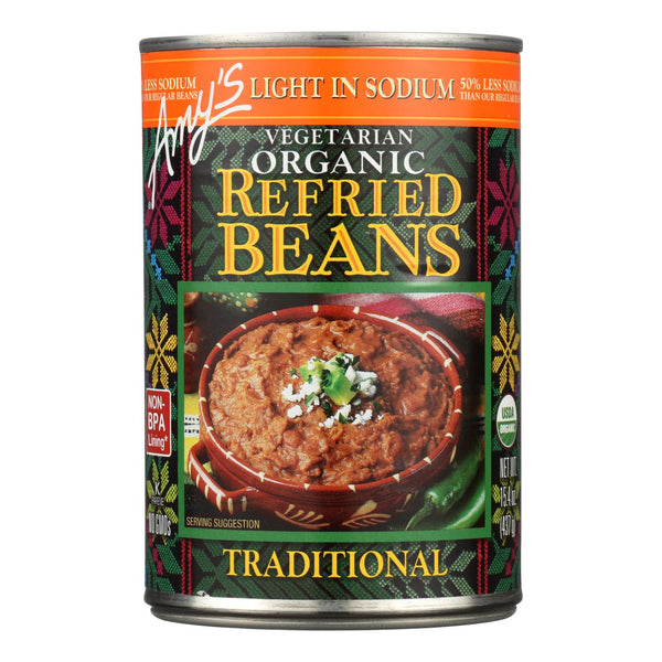 Amy's - Organic Light In Sodium Traditional Refried Beans - Case of 12 - 15.4 Ounce.