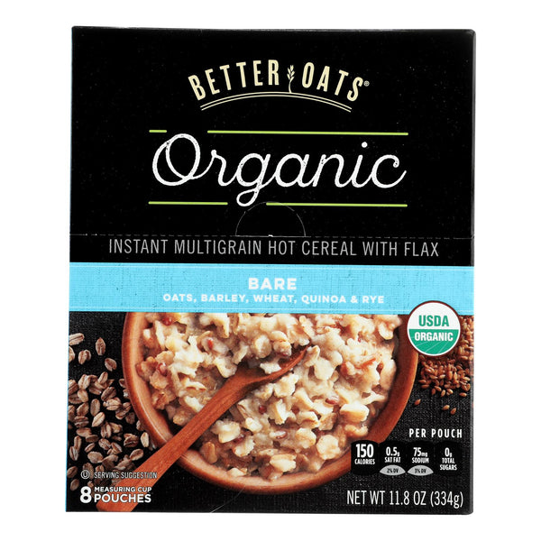 Better Oats Organic Instant Multigrain Hot Cereal - Bare - Case of 6 - 11.8 Ounce.