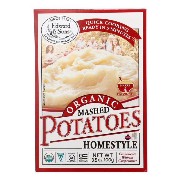 Edward and Sons Organic Mashed Potatoes - Home Style - Case of 6 - 3.5 Ounce.