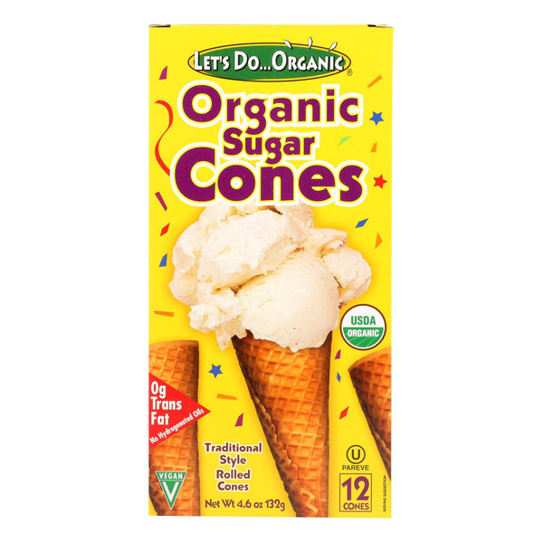 Let's Do Organics Ice Cream Cones - Sugar - Case of 12 - 4.6 Ounce.