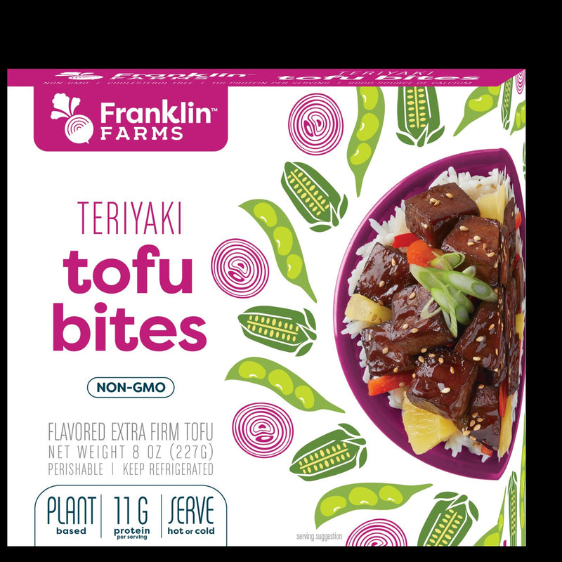 Franklin Farms Teriyaki Tofu Bites 8 Ounce Size - 6 Per Case.