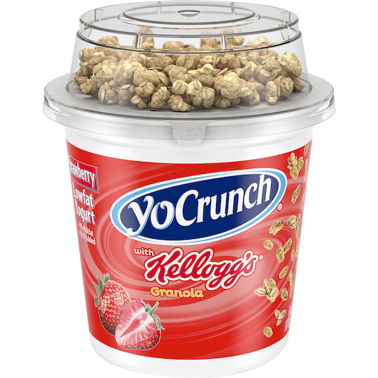 Yocrunch® Granola With Low Fat Strawberry Yogurt & Toppers 6 Ounce Size - 12 Per Case.