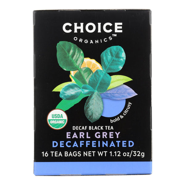 Choice Organic Teas Decaffeinated Earl Grey Tea - 16 Tea Bags - Case of 6