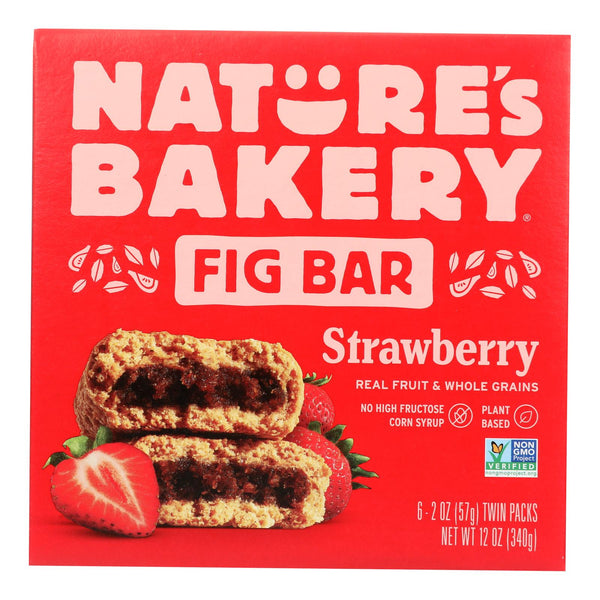 Nature's Bakery Stone Ground Whole Wheat Fig Bar - Strawberry - Case of 6 - 2 Ounce.