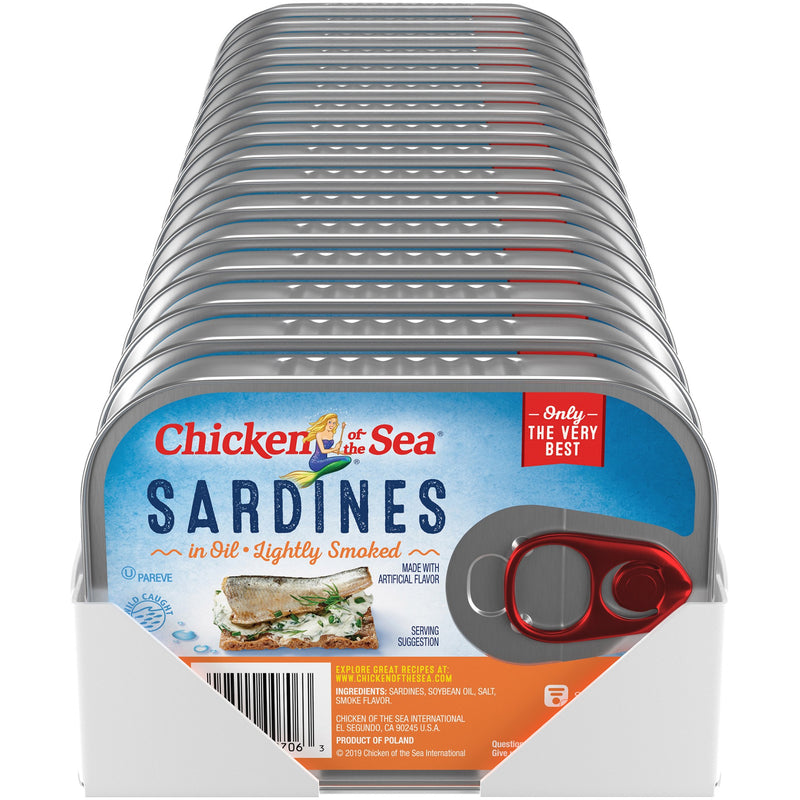Chicken Of The Sea Sardines In Oil Lightly Smoked 3.75 Ounce Size - 18 Per Case.