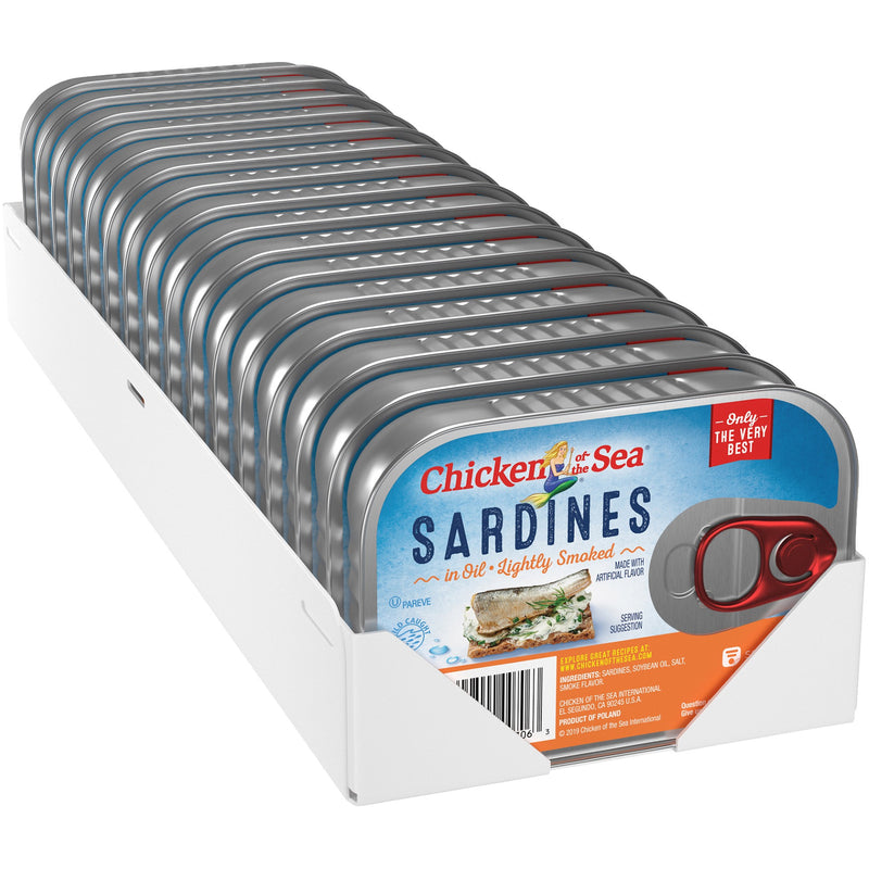 Chicken Of The Sea Sardines In Oil Lightly Smoked 3.75 Ounce Size - 18 Per Case.