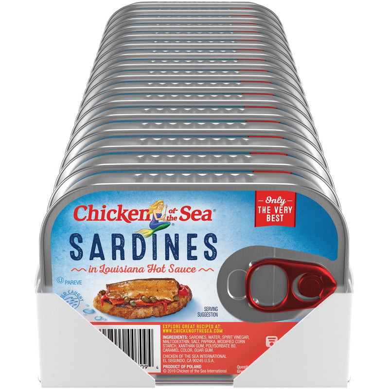 Chicken Of The Sea Sardines In Louisiana Hotsauce 3.75 Ounce Size - 18 Per Case.